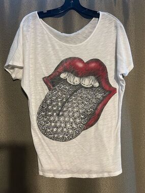 White Graphic Mouth & Tongue Short Sleeve Tee